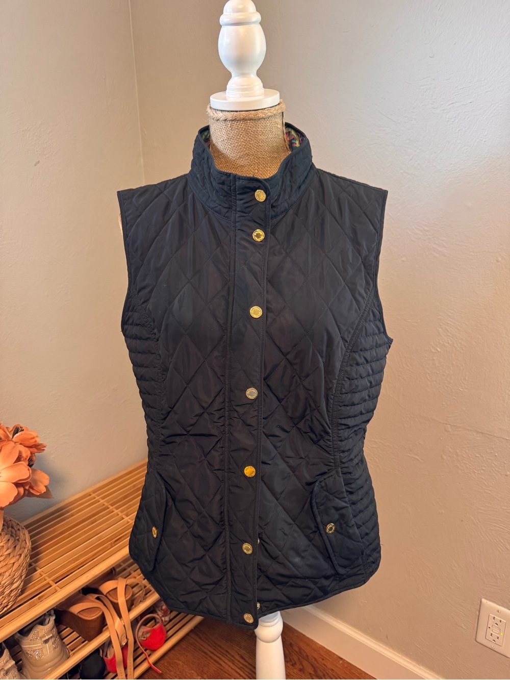 Lilly Pulitzer Quilted Button-Front Vest - Black